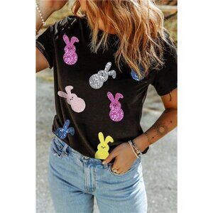 Sequin Bunny Doll Short Sleeve T-Shirt